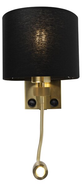 Chytrá nástenná lampa zlatá s USB a čiernym tienidlom vrátane Wifi A60 - Brescia