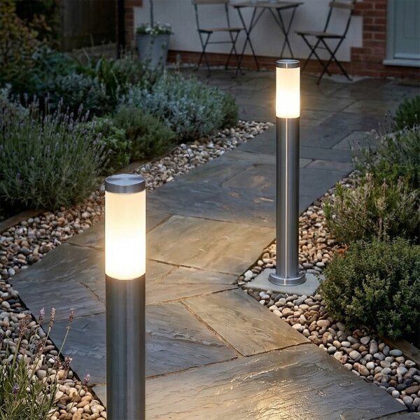 Moderná vonkajšia lampa na stĺp oceľ s opálom 80 cm IP44 - Rox