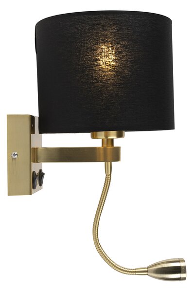 Chytrá nástenná lampa zlatá s USB a čiernym tienidlom vrátane Wifi A60 - Brescia