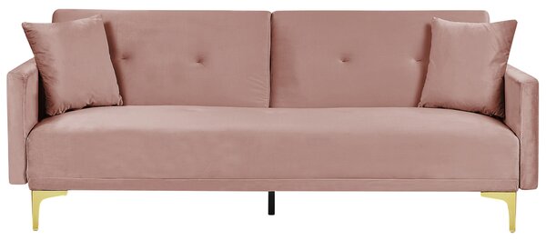 Rozkladacia pohovka Pink Velvet 3 -miestny gombíkové sedadlo v tradičnej obývačke