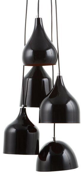 Závesná lampa čierna kov 5 tienidiel na strop moderný industriálny štýl kuchyňa jedáleň obývačka