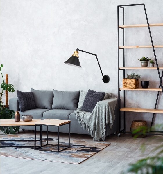 Nástenná lampička FUNDO 1xE27/40W/230V čierna/zlatá