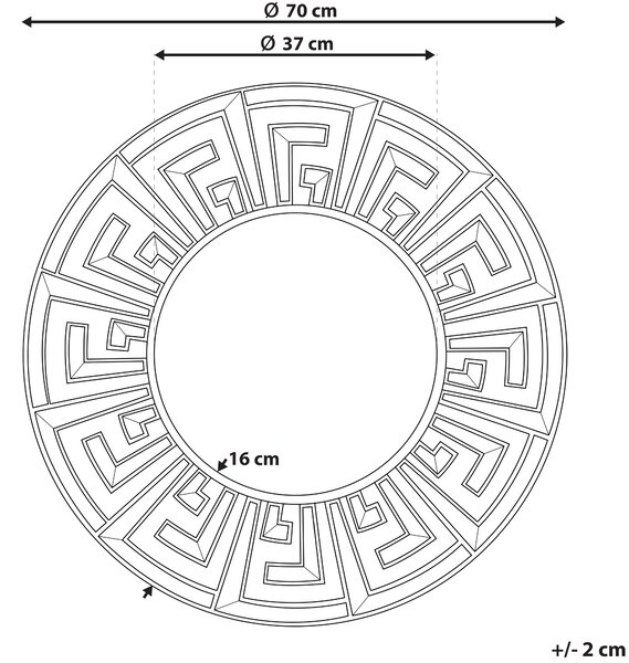 Nástenné zrkadlo zlatá MDF sklo ø 70 cm okrúhly tvar lesklý povrch moderný boho štýl dekorácie doplnky