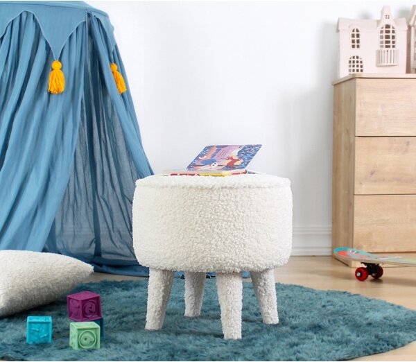 Taburet PIXI, priemer 38 cm, biely