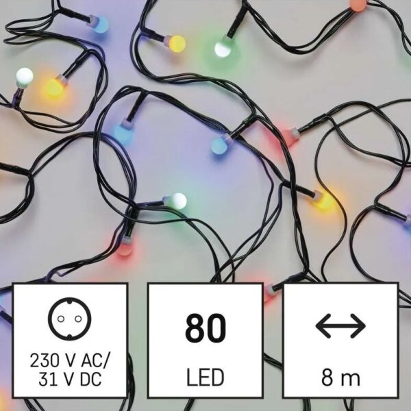 LED Vonkajší reťaz 80xLED/8 funkcií 13m viacfarebný IP44