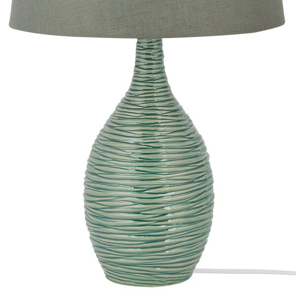 Stolná lampa zelená keramická 57 cm látková tieniaca váza v tvare kábla s vypínačom Moderný minimalistický štýl