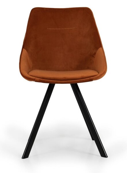Oranžové zamatové jedálenské stoličky v súprave 2 ks Ritz – Tenzo