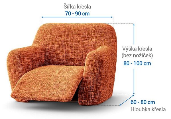 Bielastické poťahy GRAFITI NOVÉ tehlové relaxačné kreslo (š. 70 - 90 cm)