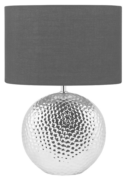 Stolná lampa strieborná čierna lesklý keramický podstavec 51 cm polyesterové tienidlo moderný glamour štýl obývacia izba