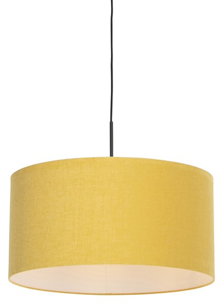 Moderná závesná lampa čierna s tienidlom 50 cm žltá - Combi 1