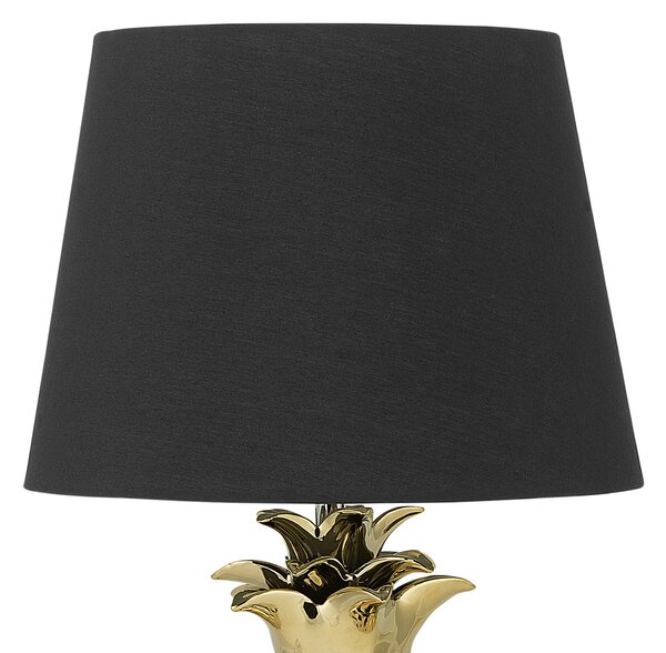 Stolná lampa zlatá čierna 52 cm keramický podstavec v tvare ananásu polyesterové tienidlo eklektický štýl obývačka spálňa