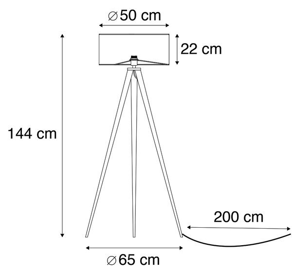 Moderná mosadzná stojaca lampa s čiernym tienidlom - Ilse