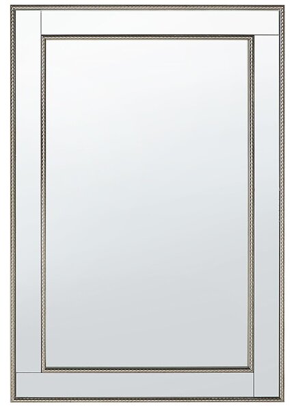 Nástenné zrkadlo strieborné a zlaté obdĺžnikové 60 x 90 cm minimalistický dizajn art deco spálňa obývacia izba