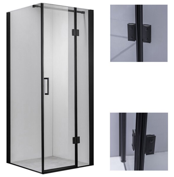 BPS-koupelny Štvorcový sprchovací kút ZES KZ1390B BL 90x90 čierna/transparent - bez vaničky