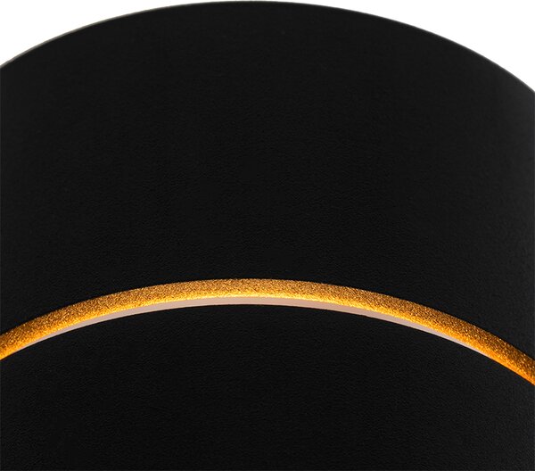Moderná nástenná lampa čierna so zlatým vnútorným priestorom - Pia