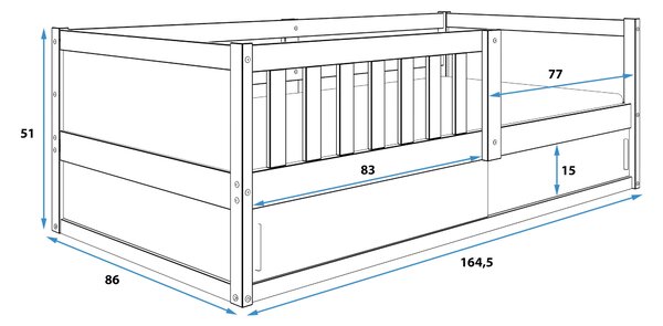 HRUŠKA Posteľ SMART 2 natural 160x80 cm - borovica