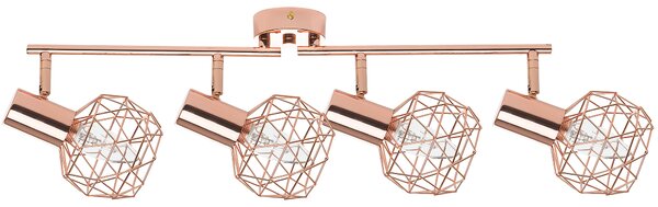 Stropná lampa medená kovová 4 okrúhle tienidlá pohyblivé ramená nastaviteľné industriálne moderné svietidlo