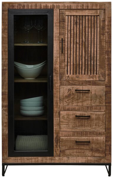 VYSOKÁ KOMODA, mangové drevo, prírodná farba, svetlohnedá, 90/142/40 cm Carryhome - Komody