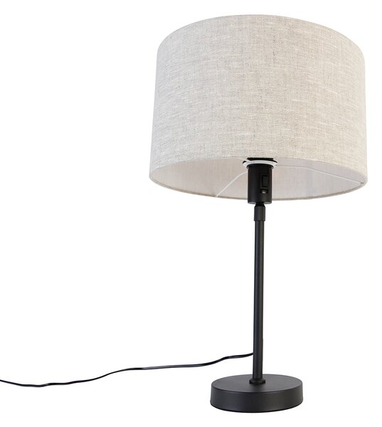 Stolná lampa čierna nastaviteľná so svetlosivým tienidlom 35 cm - Parte