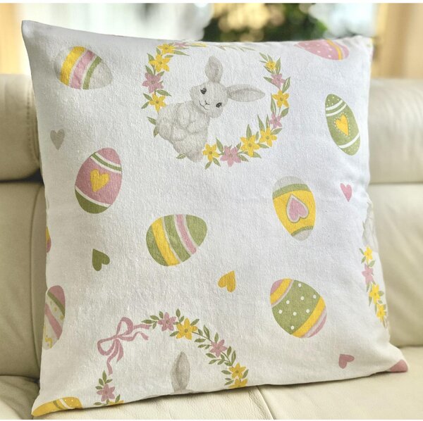 Veľkonočná obliečka na vankúš Zajačik a vajíčka Farba Viacfarebná Rozmery 40x40 cm
