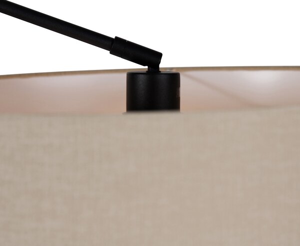 Stojaca lampa čierna so svetlohnedým tienidlom 50 cm nastaviteľná - Editor