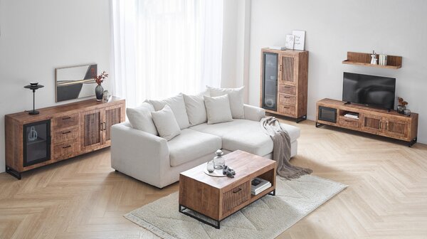 VYSOKÁ KOMODA, mangové drevo, prírodná farba, svetlohnedá, 90/142/40 cm Carryhome - Komody
