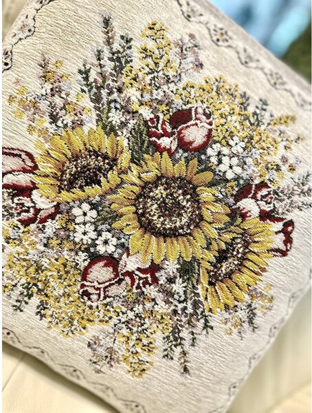 Gobelínová obliečka na vankúš Slnečnice Chenille IT101 Farba Viacfarebná Rozmery 42x42 cm