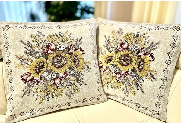 Gobelínová obliečka na vankúš Slnečnice Chenille IT101 Farba Viacfarebná Rozmery 42x42 cm