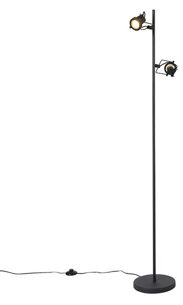 Priemyselná stojaca lampa čierna 2-svetlá - Suplux