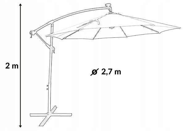 Dekorstudio Záhradný slnečník s LED osvetlením - 270 cm - tmavo sivý