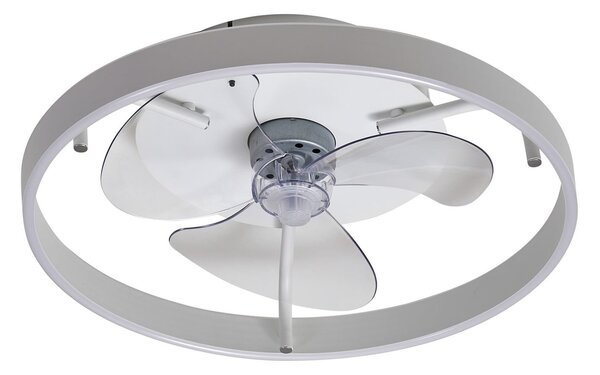 Stropný ventilátor Momitu s LED osvetlením, biely, hliník, Ø 50 cm – Lindby Lindby, Momitu, stmievateľné, Biela, Obývacia izba, Hliník, Moderný