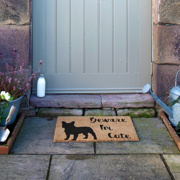 Rohožka z kokosového vlákna 40x60 cm Beware I'm Cute French Bulldog – Artsy Doormats