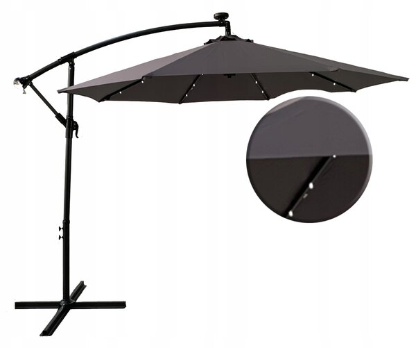 Dekorstudio Záhradný slnečník s LED osvetlením - 270 cm - tmavo sivý
