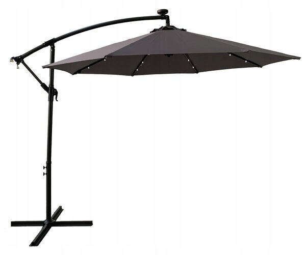Dekorstudio Záhradný slnečník s LED osvetlením - 270 cm - tmavo sivý