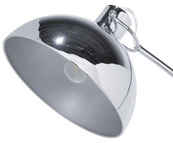 Stojacia lampa strieborná kovová 155 cm nastaviteľná s tienidlom industriálny dizajn