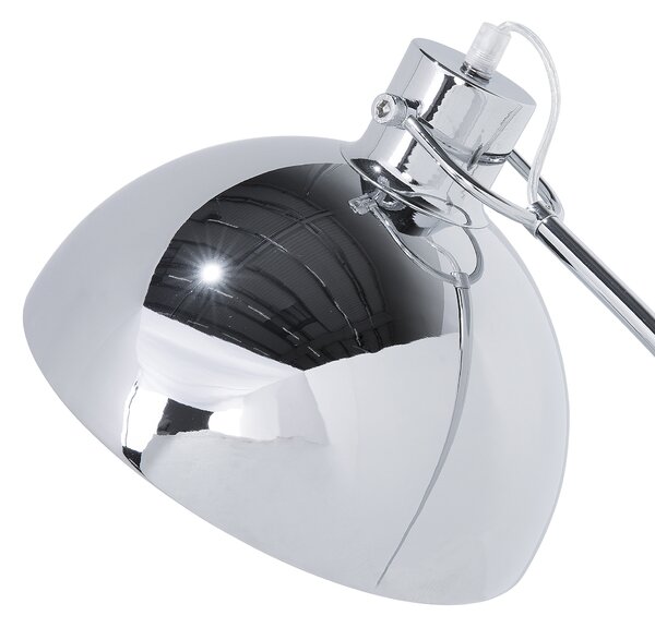 Stojacia lampa strieborná kovová 155 cm nastaviteľná s tienidlom industriálny dizajn