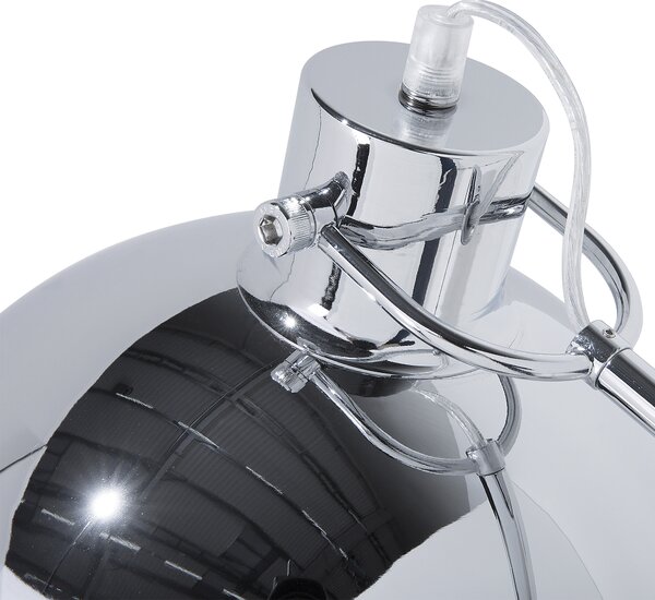 Stojacia lampa strieborná kovová 155 cm nastaviteľná s tienidlom industriálny dizajn