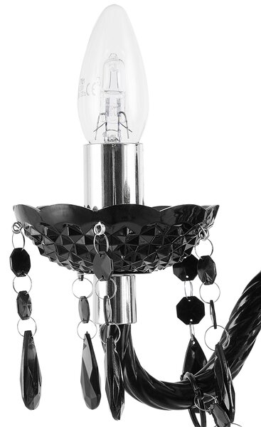 Luster čierny s kryštálmi 155 cm so 4 žiarovkami moderný glamour štýl obývačka jedáleň