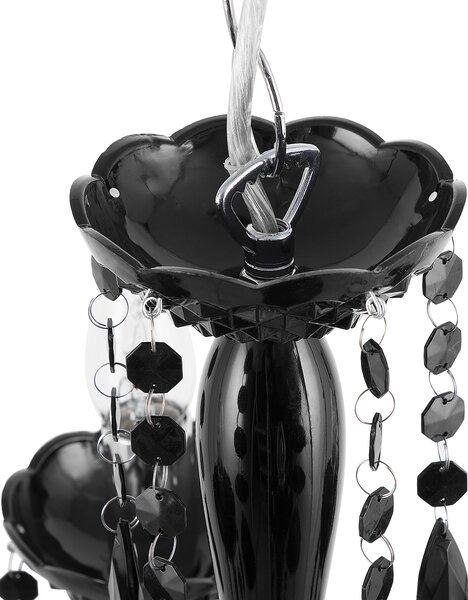 Luster čierny s kryštálmi 155 cm so 4 žiarovkami moderný glamour štýl obývačka jedáleň