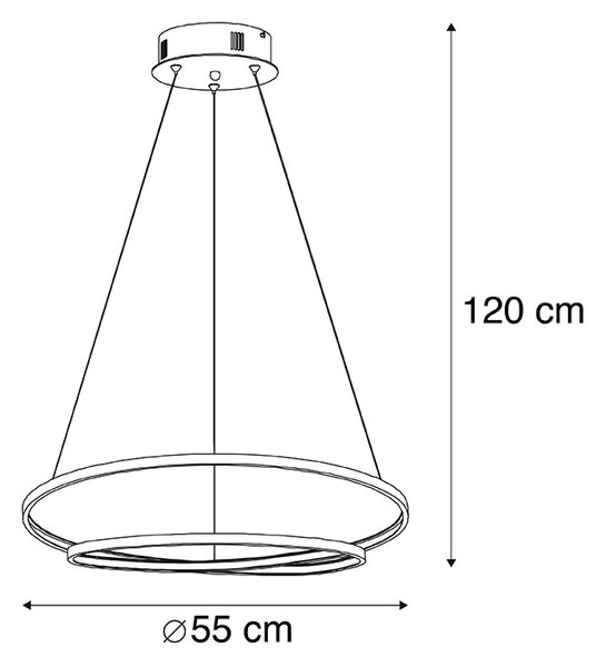 Dizajnová závesná lampa zlatá 55 cm vrátane LED stmievateľná - Rowan