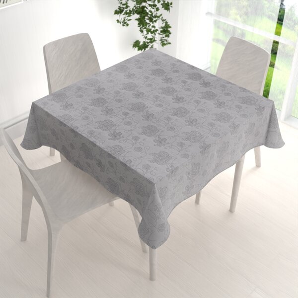 Biante Teflónový štvorcový obrus TF-083 Kvetované ornamenty na sivom 150x150 cm
