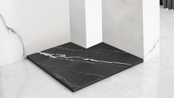 Rea Bazalt Carrara, SMC sprchová vanička 90x90, čierna-kamenný vzor, REA-K7003