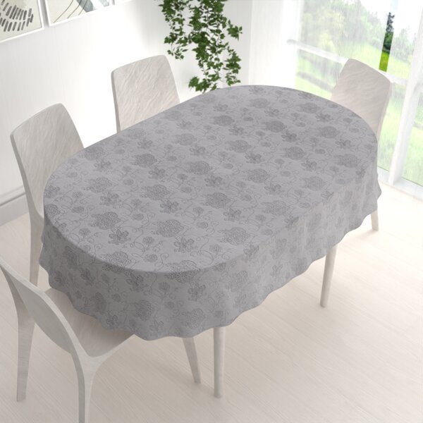 Biante Teflónový oválny obrus TF-083 Kvetované ornamenty na sivom 50x100 cm