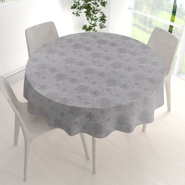 Biante Teflónový okrúhly obrus TF-083 Kvetované ornamenty na sivom Ø 40 cm