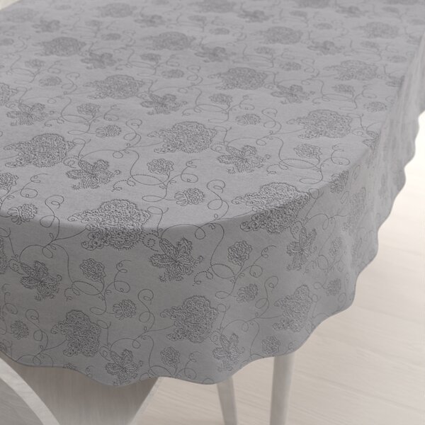 Biante Teflónový oválny obrus TF-083 Kvetované ornamenty na sivom 50x100 cm