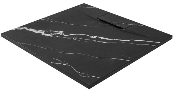 Rea Bazalt Carrara, SMC sprchová vanička 90x90, čierna-kamenný vzor, REA-K7003