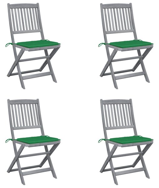 Skladacie záhradné stoličky s podložkami 4 ks akáciový masív