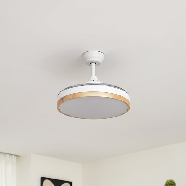 Stropný ventilátor Oras s LED osvetlením, biely, DC, tichý, Ø 107 cm – Lindby Lindby, Oras, Biela, Obývacia izba, Plast, Moderný
