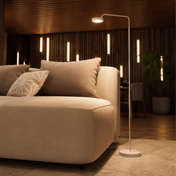 Stojacie Lampa Sigor, Nivo, stmievateľné, Biela, Obývacia izba, Hliník, Moderný
