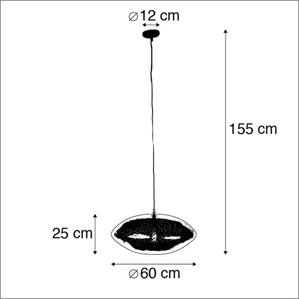 Orientálne závesné svietidlo čierne so zlatom 60 cm - Radiance